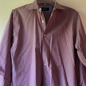 Red checkered slim fit dress shirt